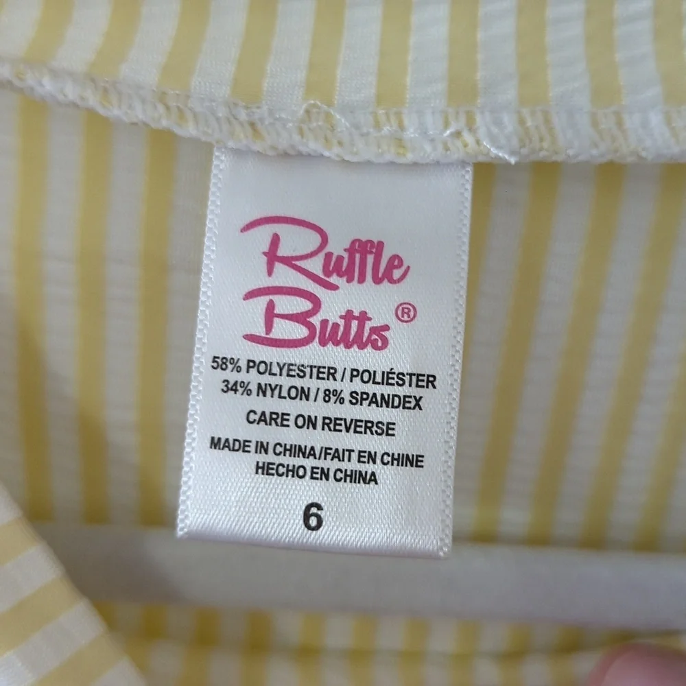 Ruffle Butts Yellow + White Seersucker Two-Piece Swimsuit Girls Size 6
